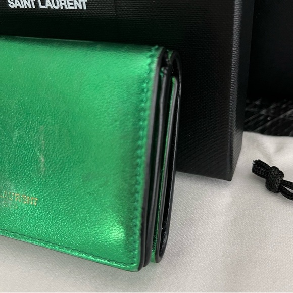 Saint Laurent Iridescent Green Trifold Wallet - Picture 4 of 16